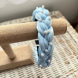 Cinderella Blue Braided Headband With Pearls